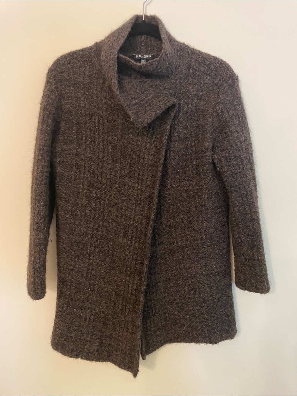 Eileen Fisher Brown Textured Wool Coat